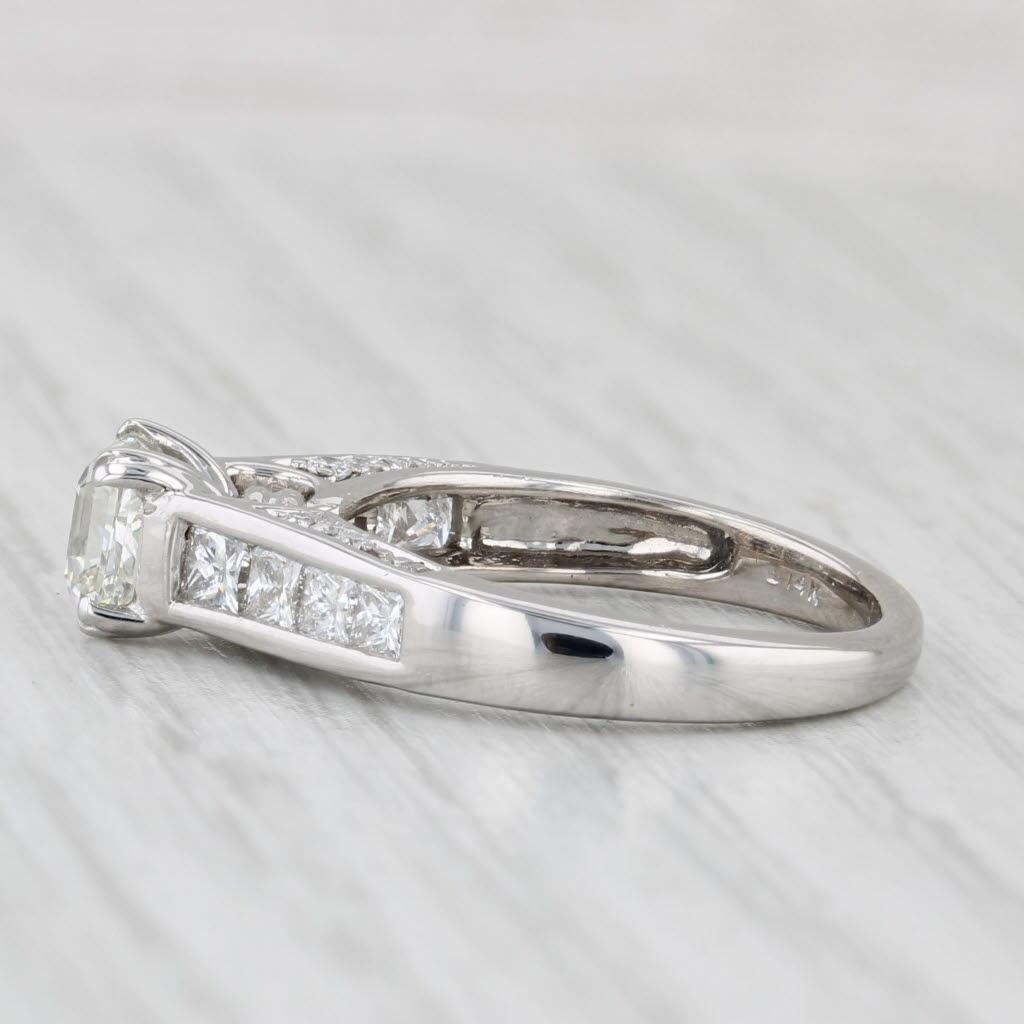 1.48ctw Princess Diamond Engagement Ring 14k White Gold Size 5.5 Cathedral In Good Condition For Sale In McLeansville, NC