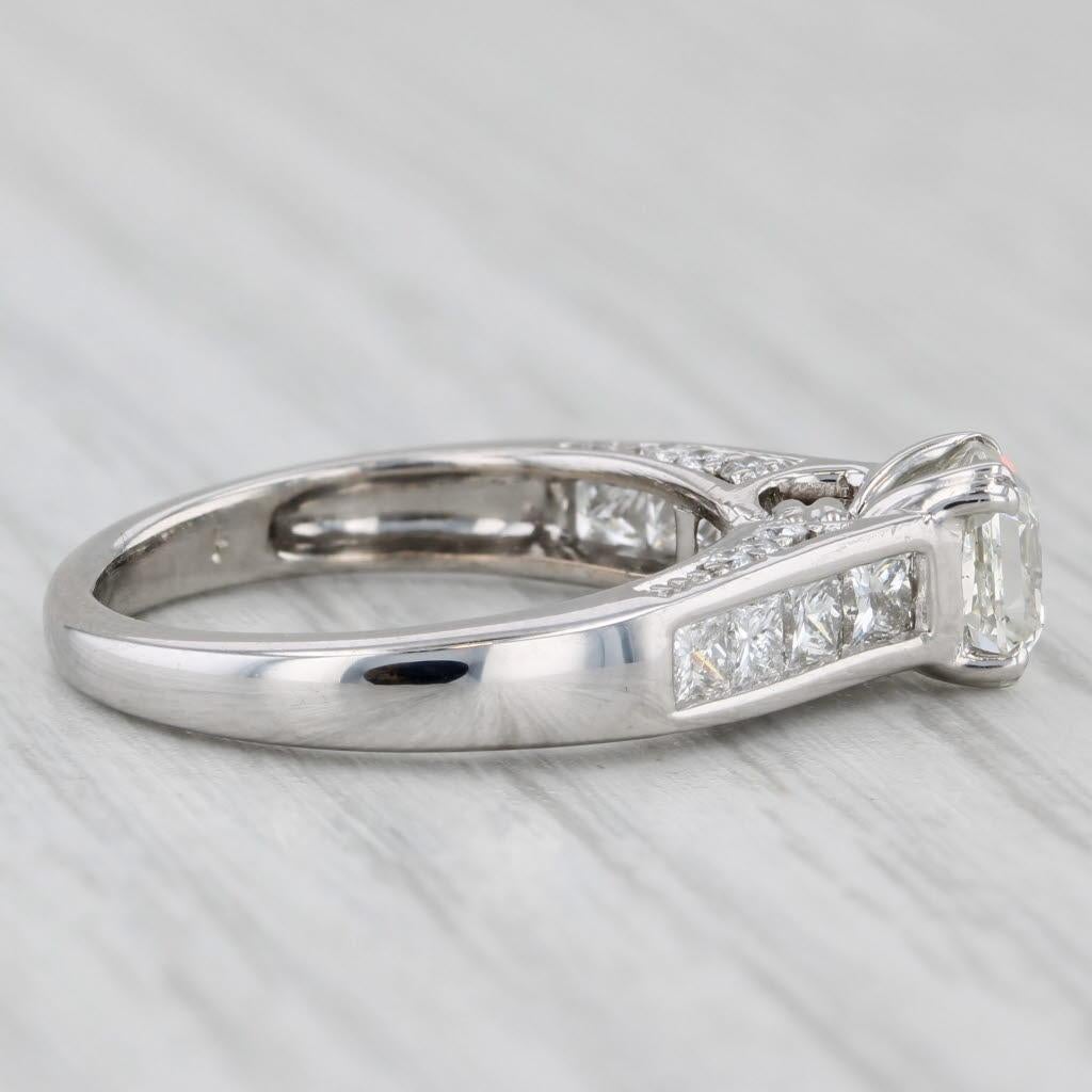 1.48ctw Princess Diamond Engagement Ring 14k White Gold Size 5.5 Cathedral For Sale 1