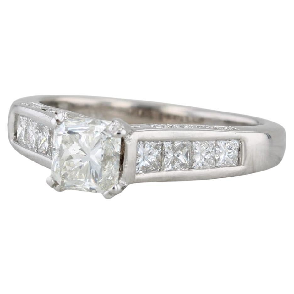 1.48ctw Princess Diamond Engagement Ring 14k White Gold Size 5.5 Cathedral