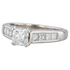 1.48ctw Princess Diamond Engagement Ring 14k White Gold Size 5.5 Cathedral