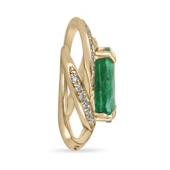 1.48tcw 14K Medium Dark Oval Emerald & Intertwining Diamond Halo Versatile Penda