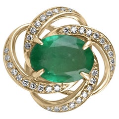 1.48tcw 14K Medium Dark Oval Emerald & Intertwining Diamond Halo Versatile Penda