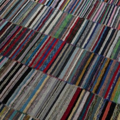 14.8x17.3 ft Colorful Oversize Carpet, Vintage Cotton Rag Rug, Adjustable Size