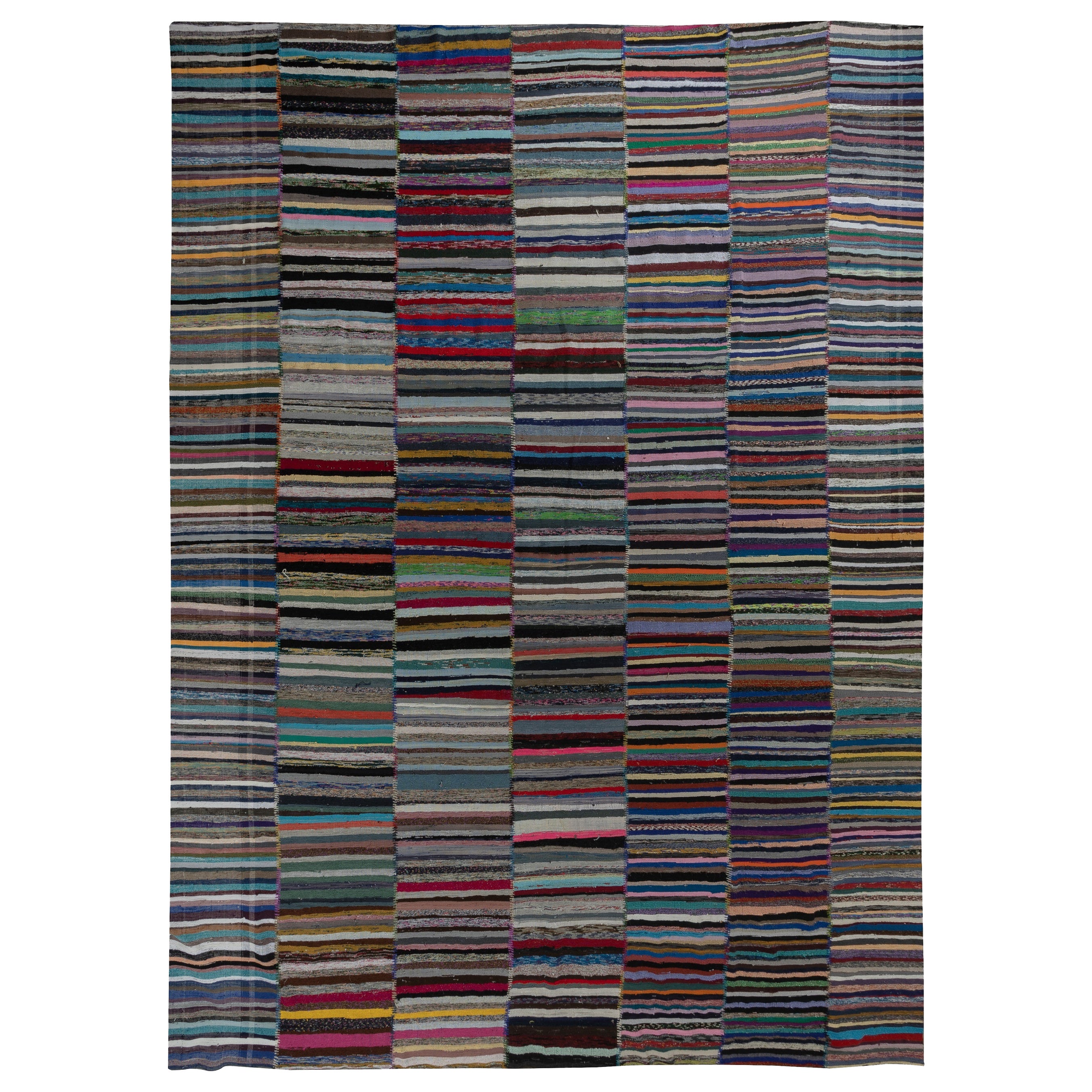 14.8x17.3 ft Colorful Oversize Carpet, Vintage Cotton Rag Rug, Adjustable Size