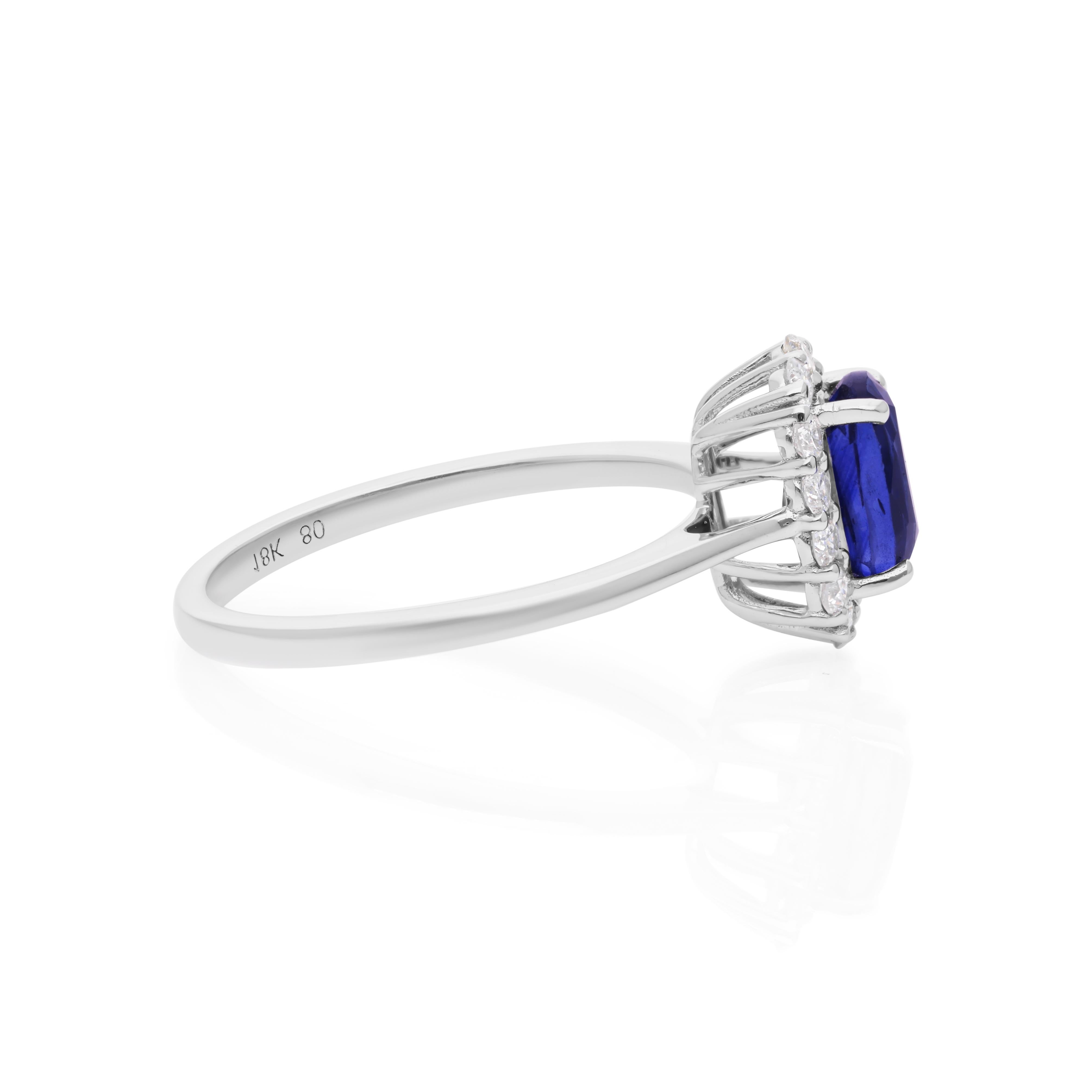 1,49 Karat Blauer Saphir 0,36 Karat SI/H Diamantring aus 18 Karat Weißgold Schmuck (Moderne) im Angebot