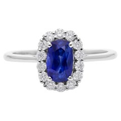 Anello con zaffiro blu da 1,49 carati e diamante da 0,36 carati SI/H Gioielli in oro bianco 18 carati
