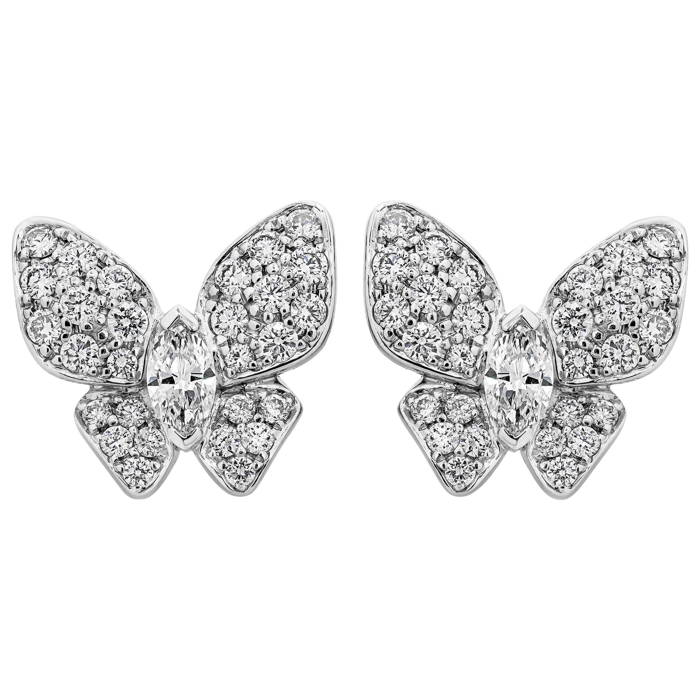 1.49 Carat Diamond Butterfly Earrings at 1stDibs