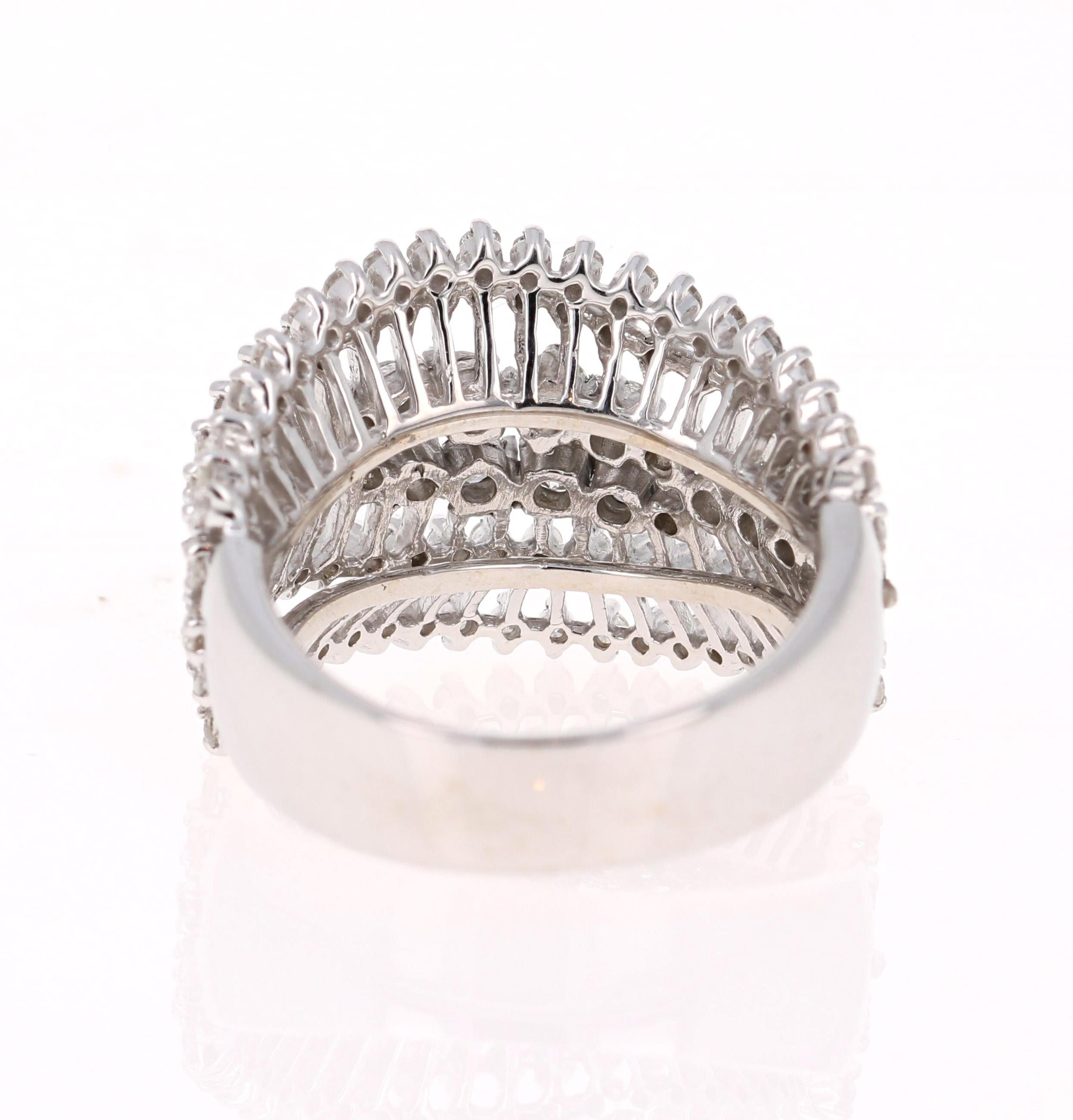 Round Cut 1.49 Carat Diamond Cocktail 14 Karat White Gold Ring For Sale