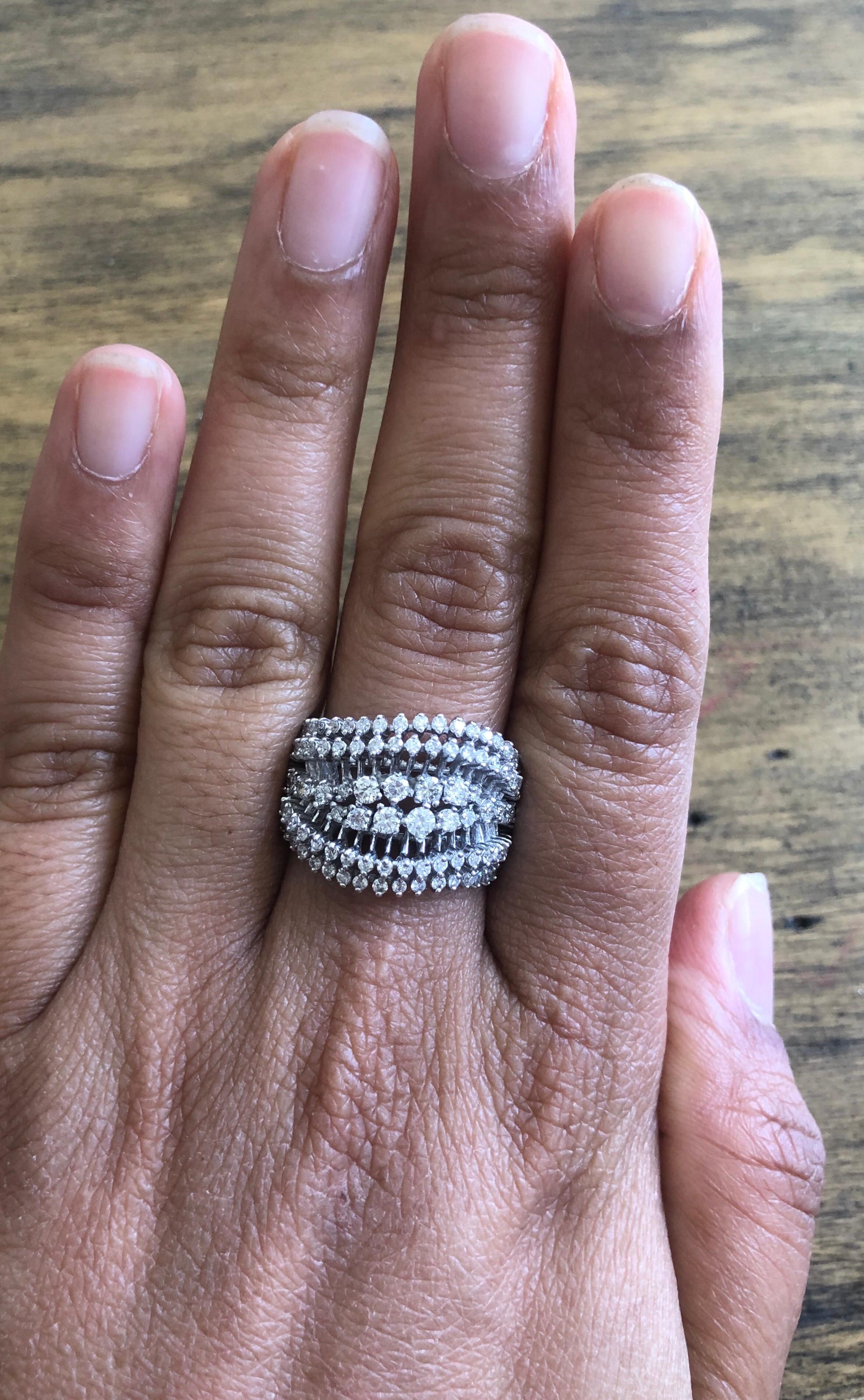1.49 Carat Diamond Cocktail 14 Karat White Gold Ring In New Condition For Sale In Los Angeles, CA
