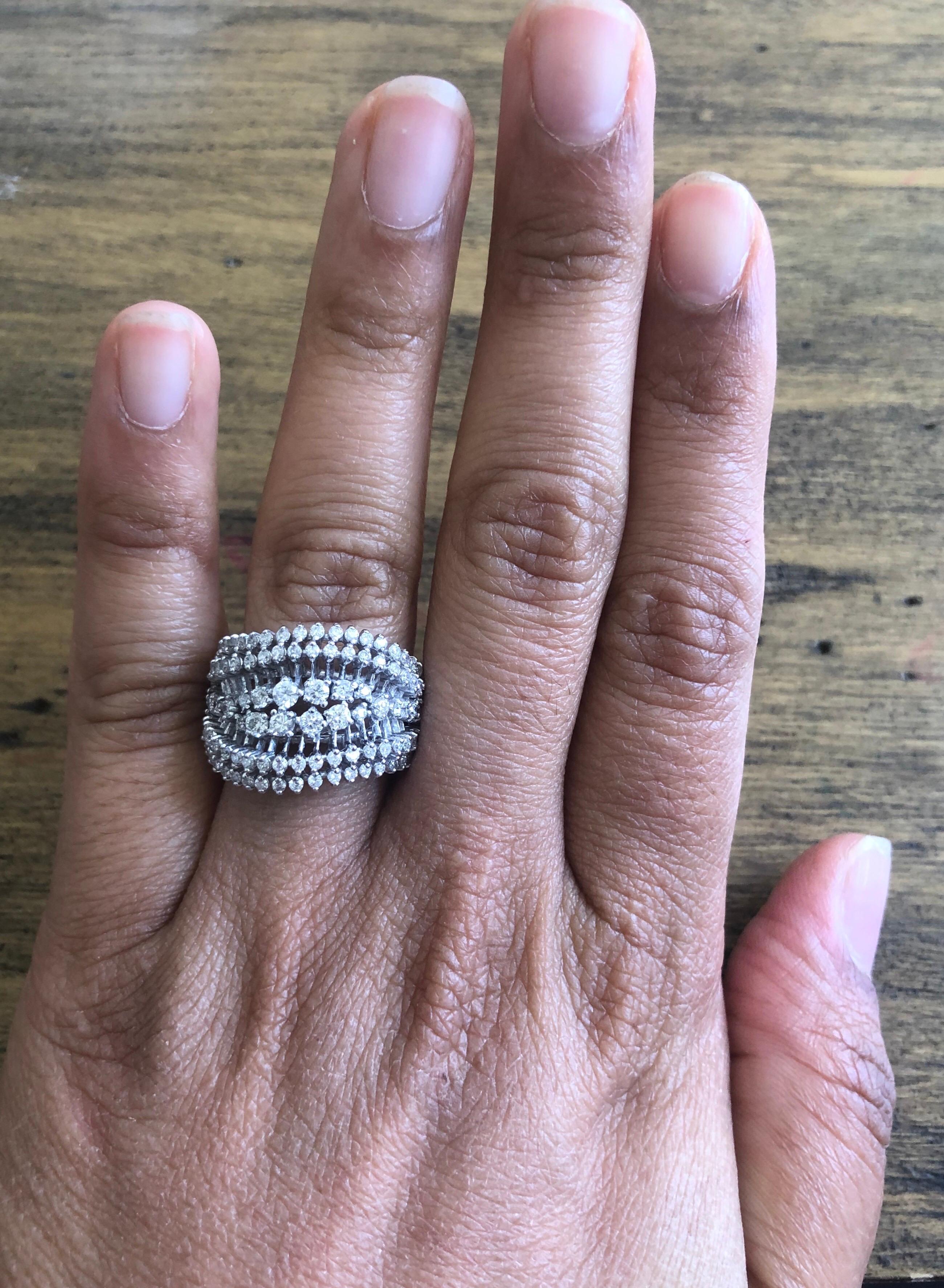 1.49 Carat Diamond Cocktail 14 Karat White Gold Ring For Sale 2
