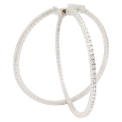 1.49 Carat Diamond Large Hoop Earrings 14 Karat White Gold