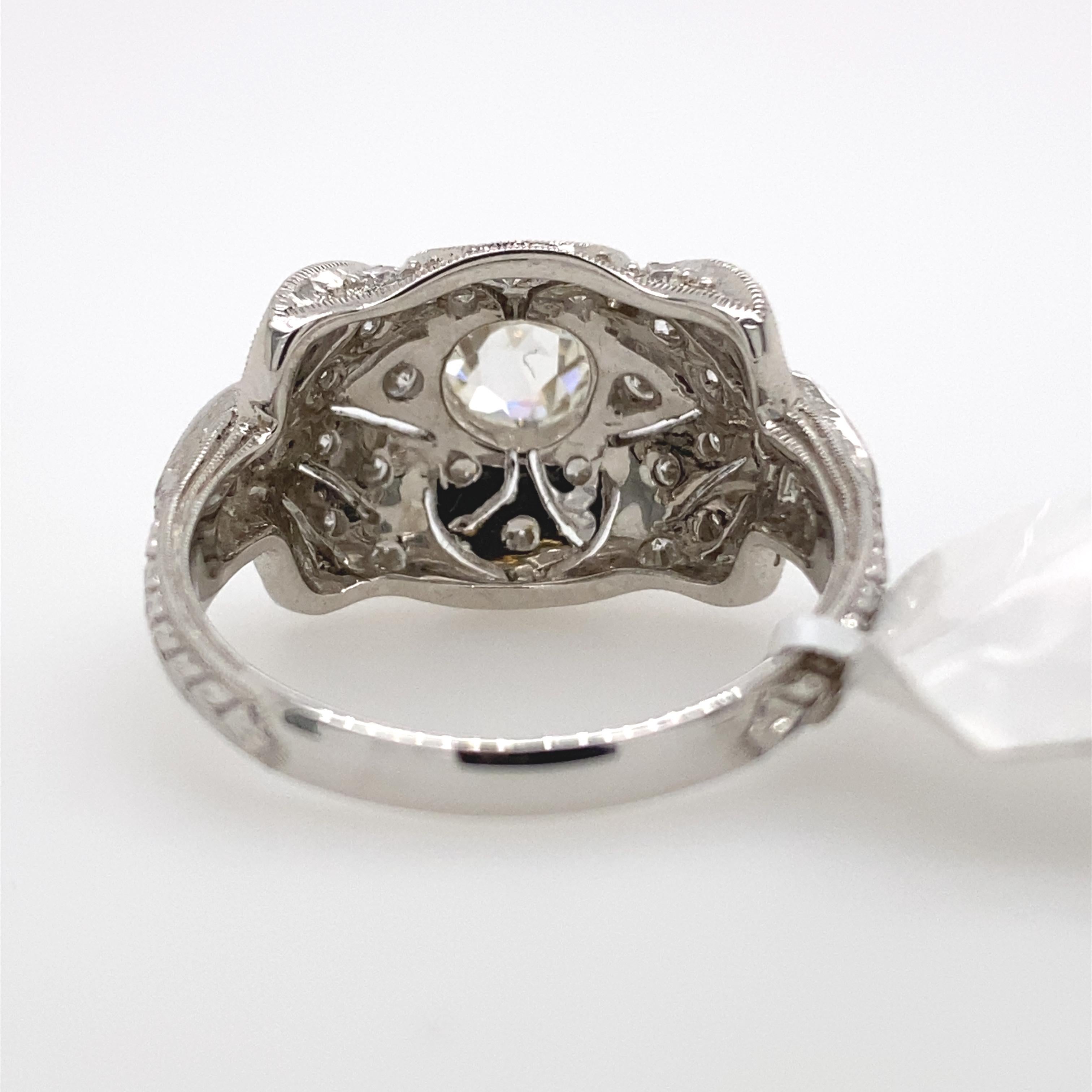 1.49 Carat Edwardian Inspired Diamond Ring 18 Karat White Gold In New Condition For Sale In BEVERLY HILLS, CA