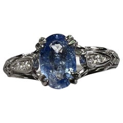 1.49 Carat Jammu Mine Kashmir Sapphire Silver Ring