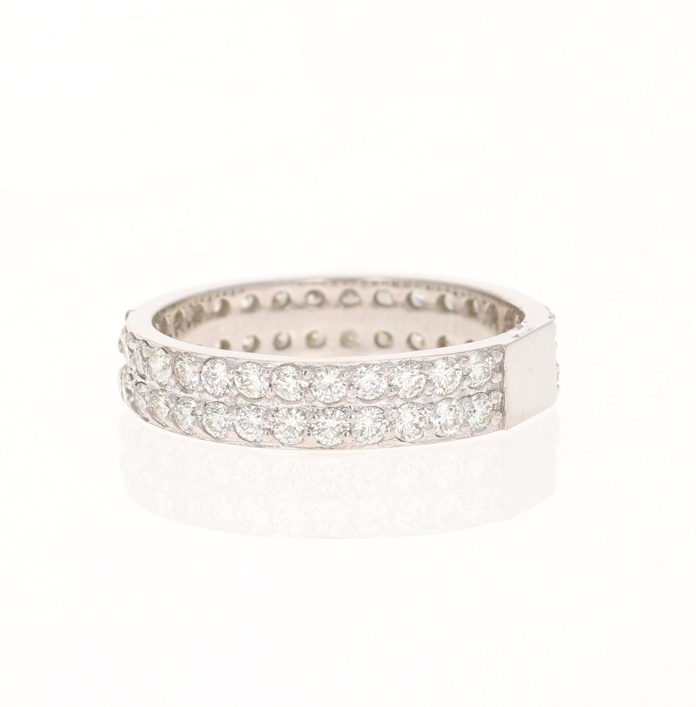 Contemporary 1.49 Carat Natural Diamond White Gold Band For Sale