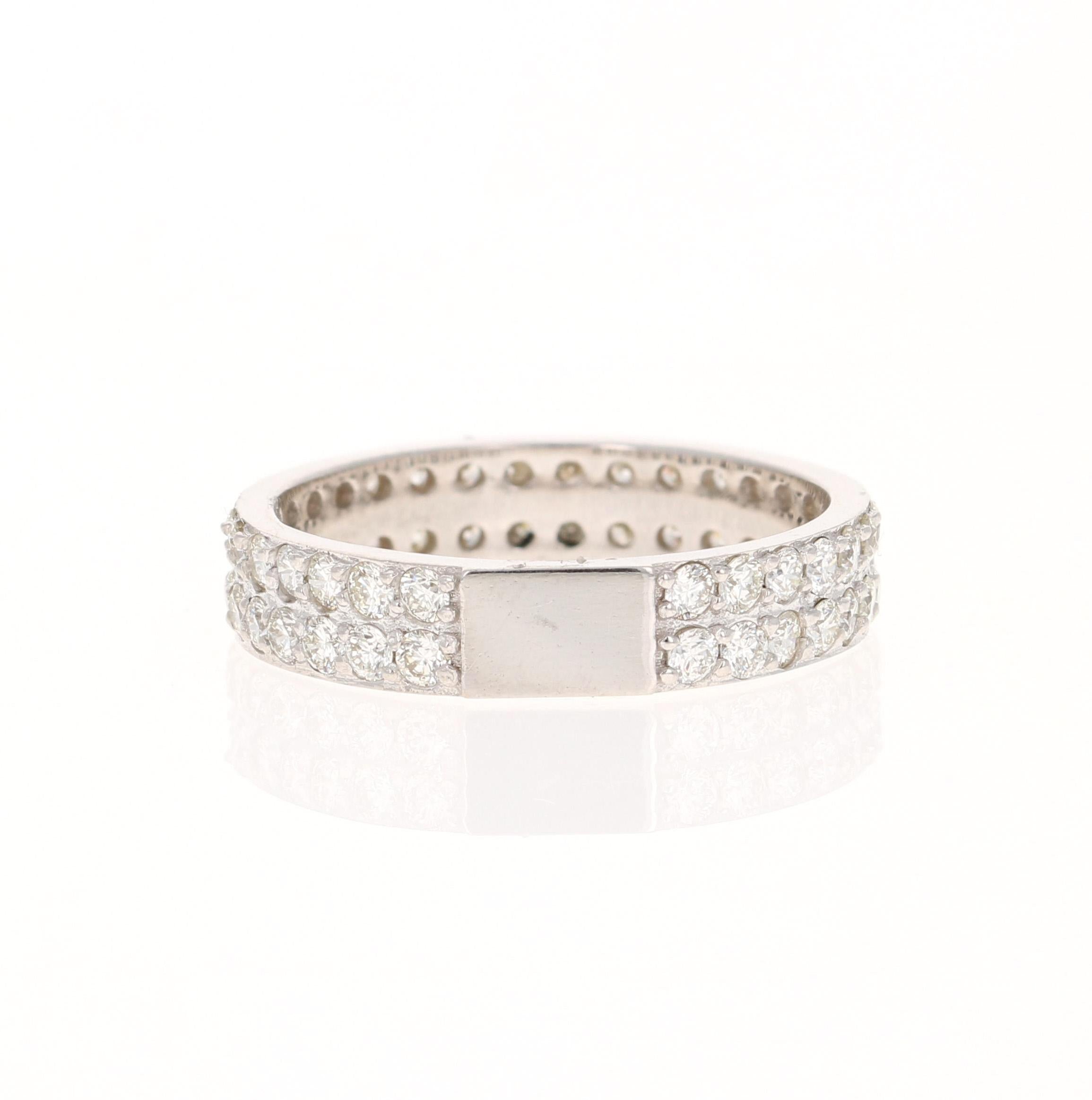 Round Cut 1.49 Carat Natural Diamond White Gold Band For Sale