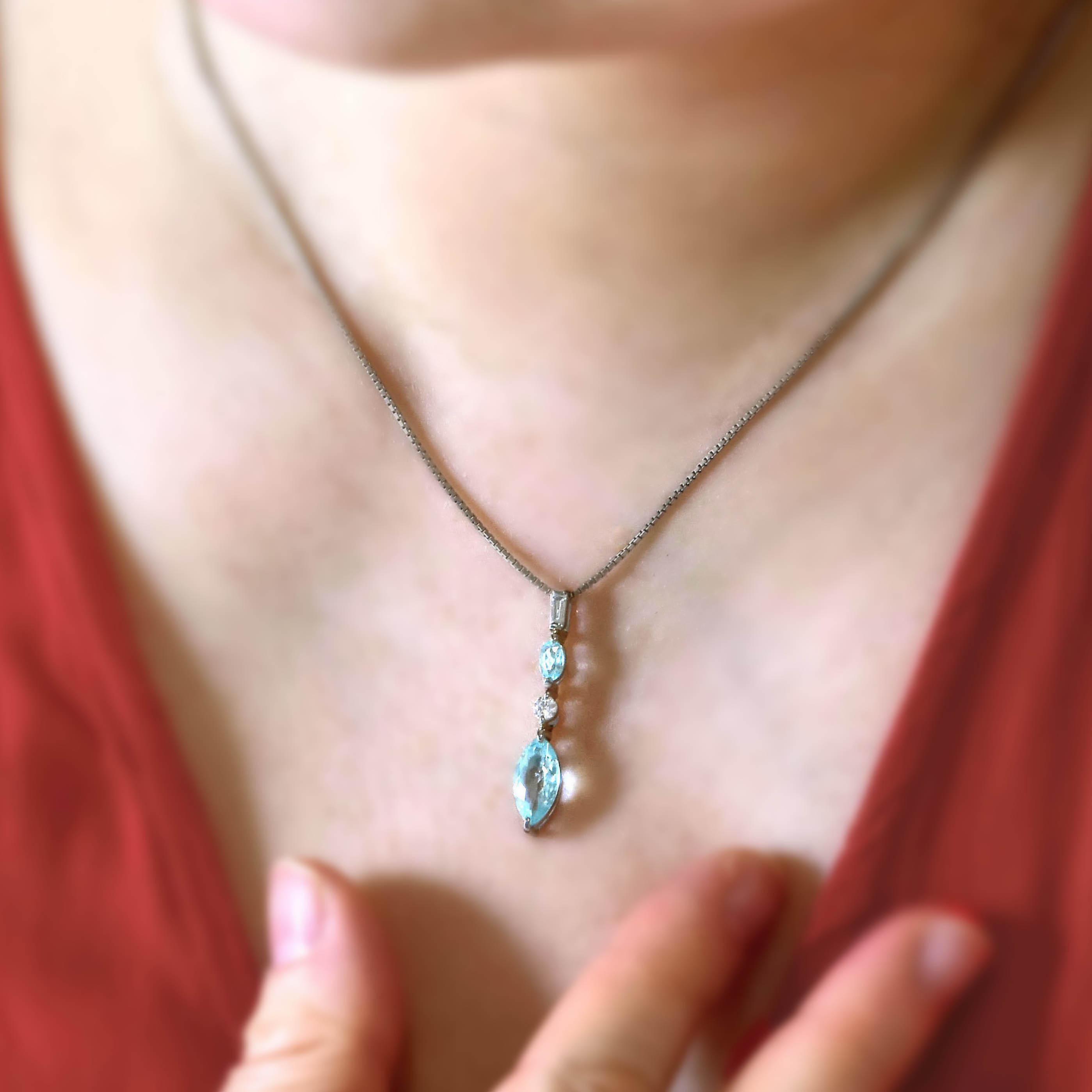 A beautiful pendant featuring 1.492 Carats of Natural Paraiba Tourmaline and 0.19 Carats of Diamond Accents made in Platinum. Paraiba Tourmalines were only discovered 30 years ago in the Brazilian state of the same name- Paraiba. Since then they