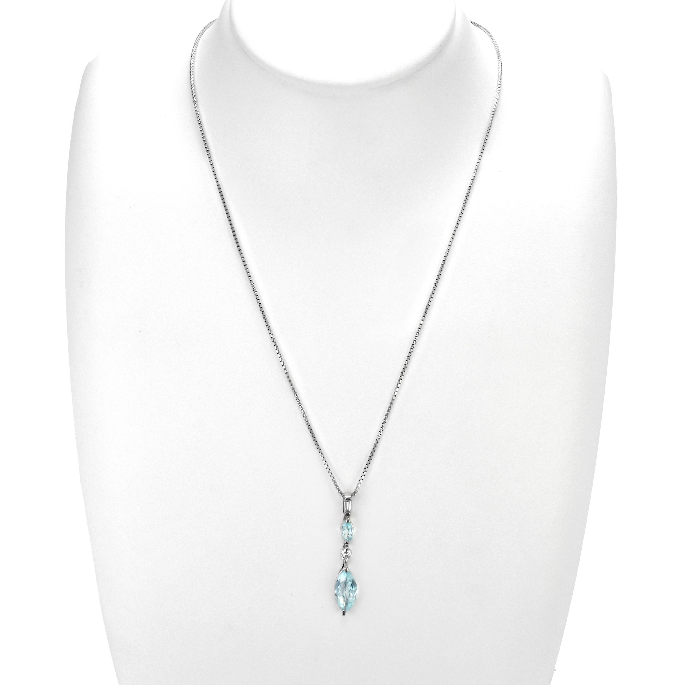 1.49 Carat Natural Paraiba Tourmaline and Diamond Pendant Made in Platinum For Sale 1