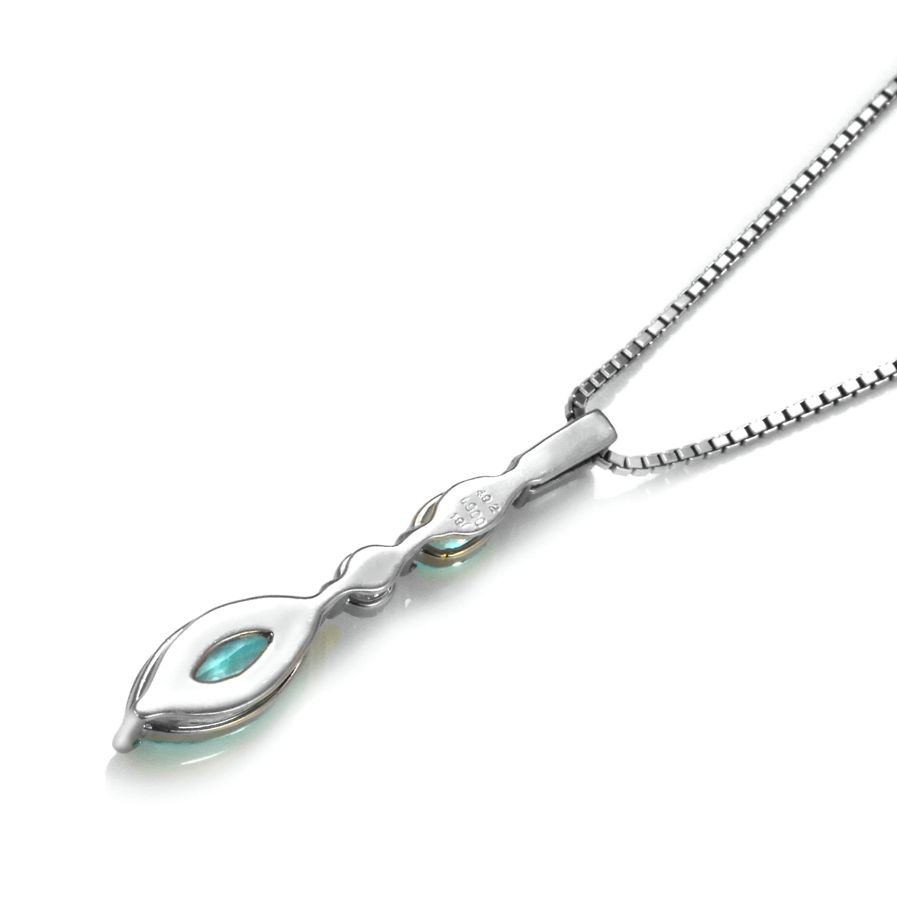 1.49 Carat Natural Paraiba Tourmaline and Diamond Pendant Made in Platinum For Sale 2