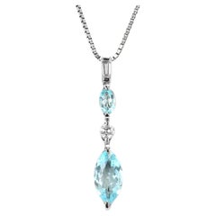 1.49 Carat Natural Paraiba Tourmaline and Diamond Pendant Made in Platinum