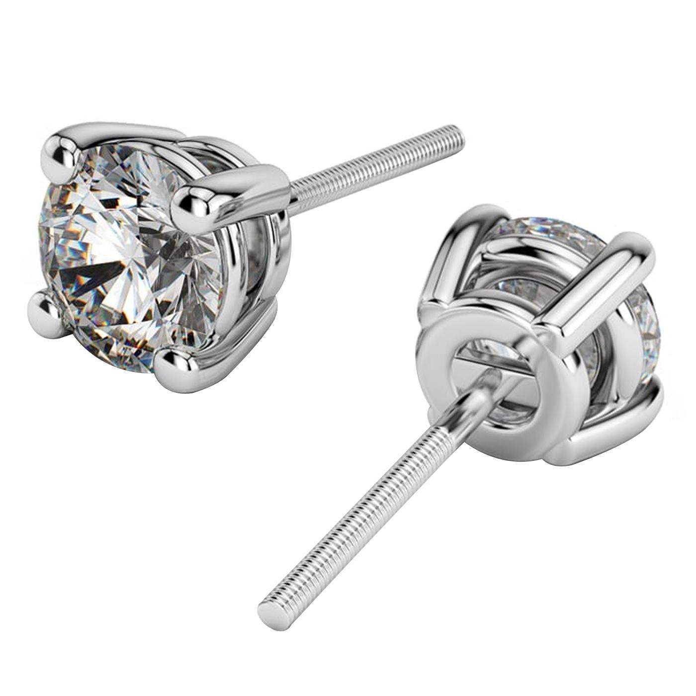 1.49 Carat Natural Round Cut Diamond 4 Prong Basket Studs Earrings F-G Clarity