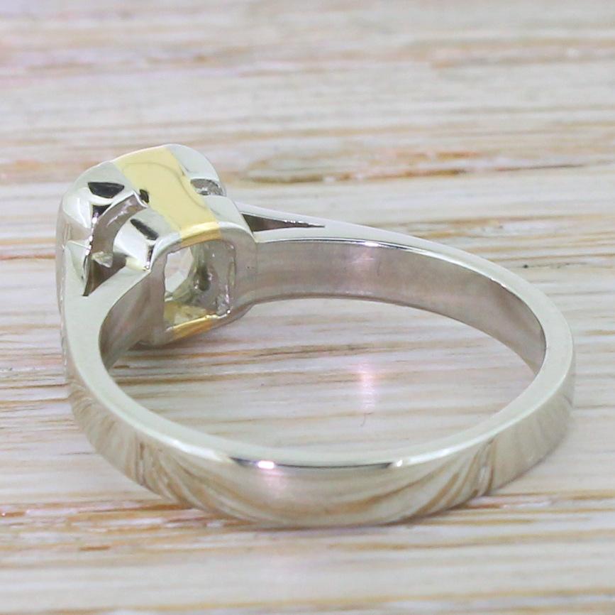 1.49 Carat Old Cut Diamond Platinum Engagement Ring In Excellent Condition For Sale In Essex, GB