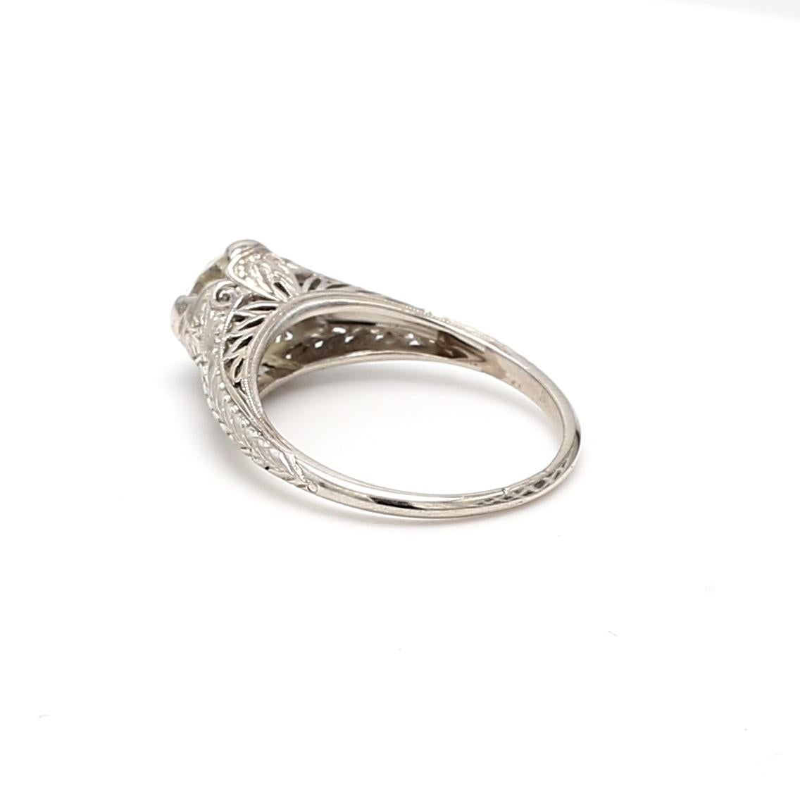 Bague Art déco en platine avec diamant taille européenne ancienne de 1,49 carat M SI1 en vente 1