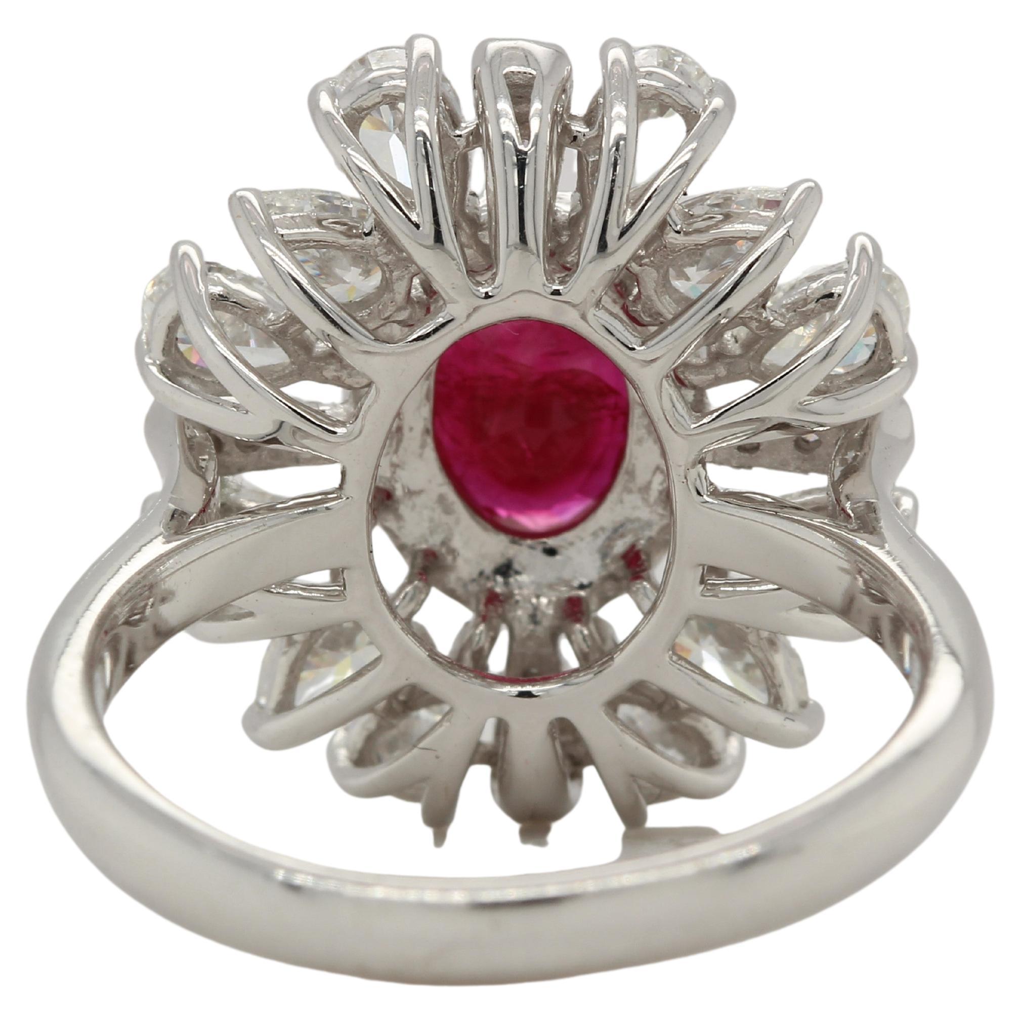 1.49 Carat Ruby and Diamond Ring in 18 Karat Gold For Sale 4
