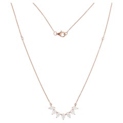 1.49 Carat SI/H Pear Marquise Diamond Pendant Necklace 14k Rose Gold Jewelry