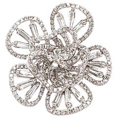 1.49 Carat White Diamond Flower Design Fashion Ring