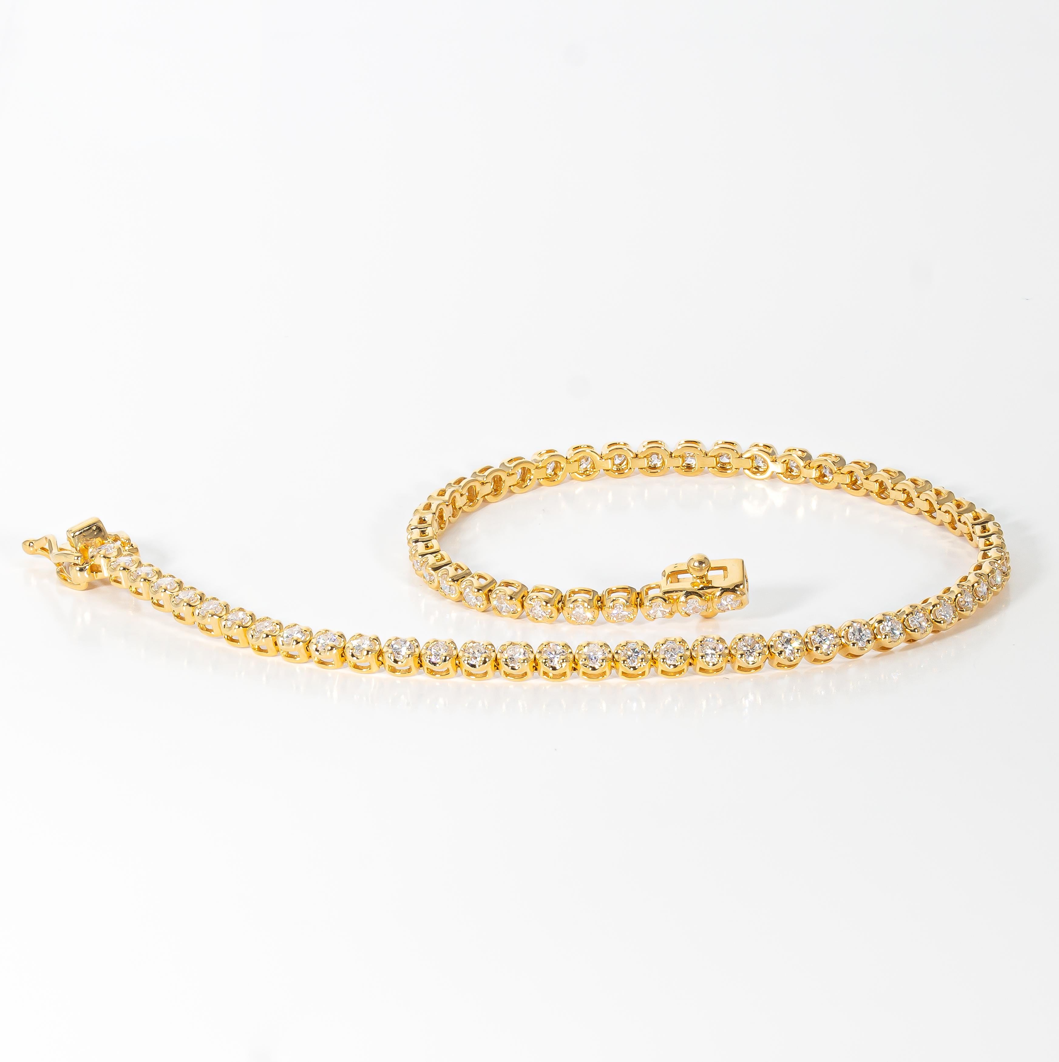 1.49 Carat Yellow Gold Diamond Tennis Bracelet 1