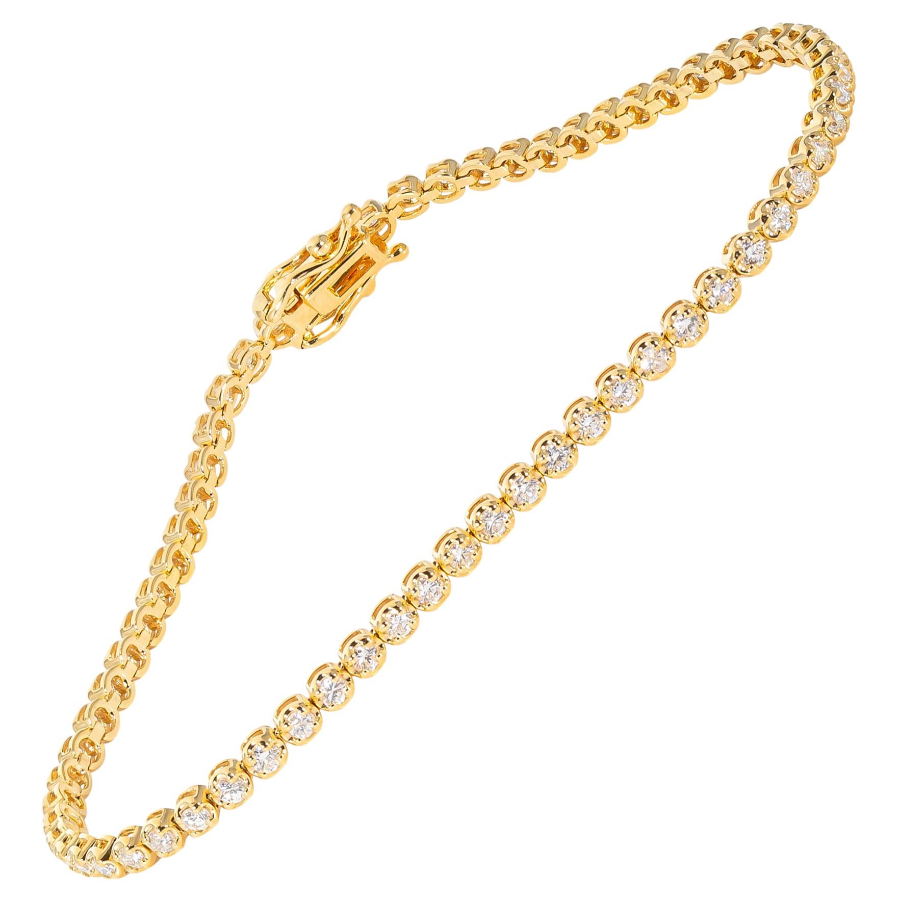 1.49 Carat Yellow Gold Diamond Tennis Bracelet