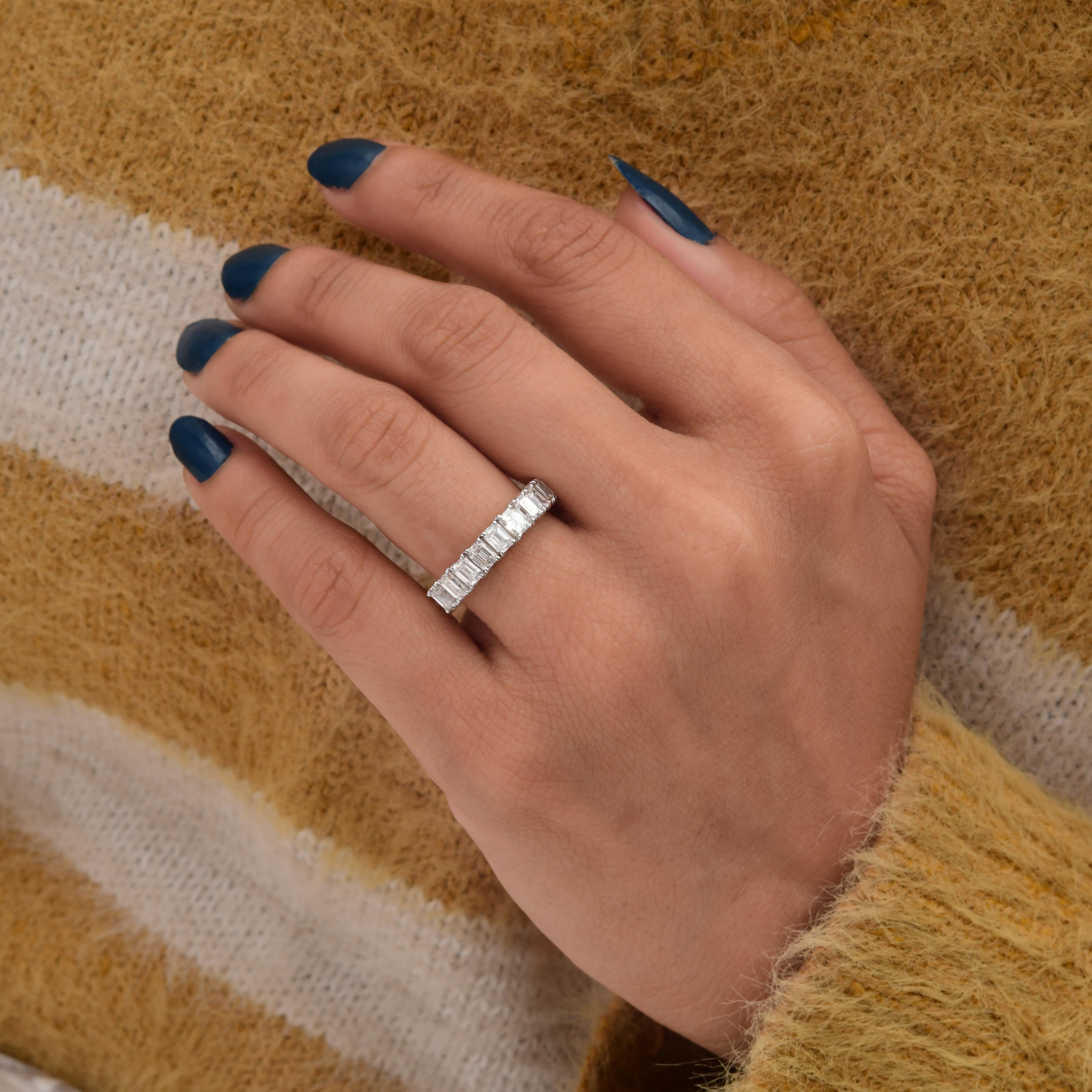 For Sale:  1.49 Carats Certified Diamond Half Eternity Band Ring 18k Solid White Gold 2
