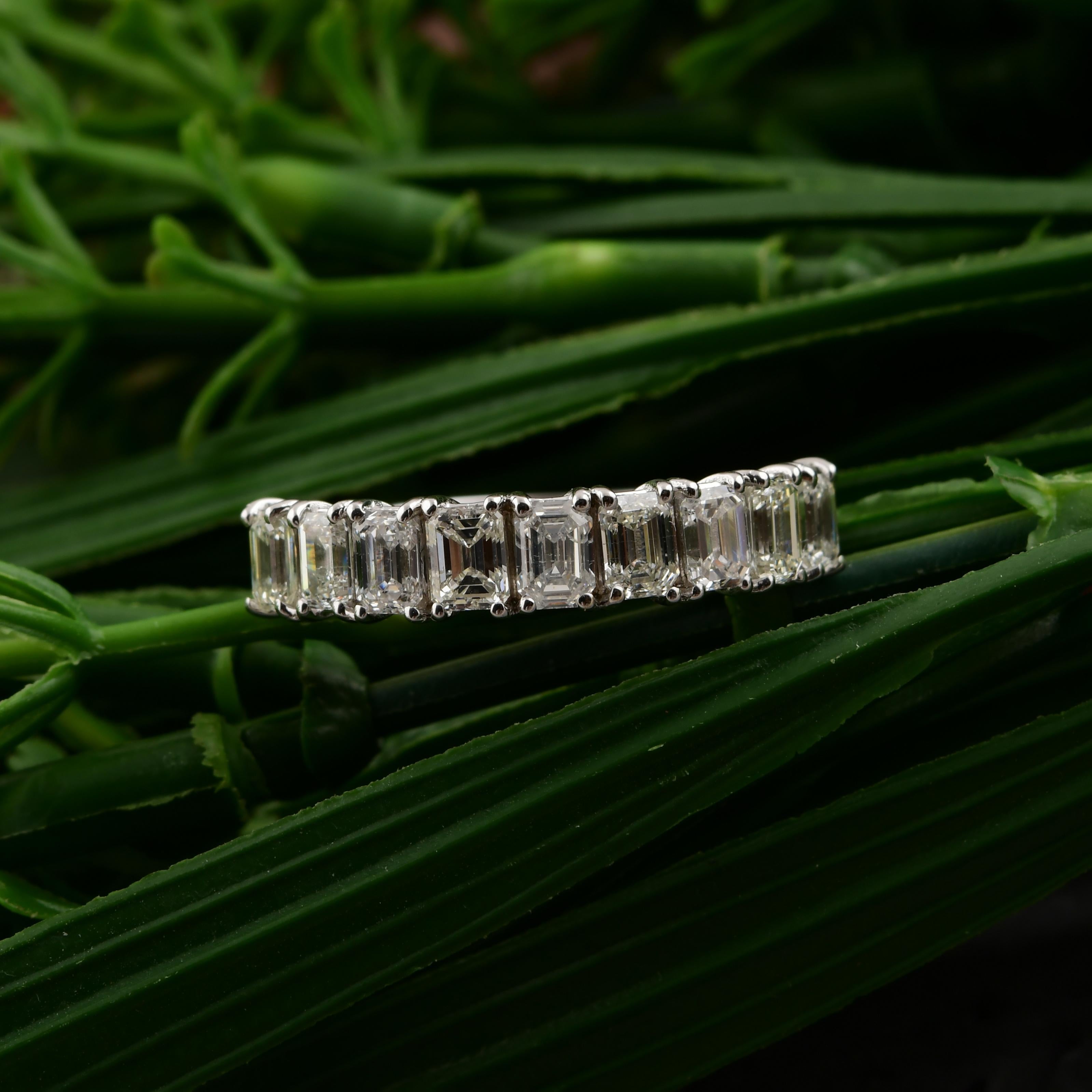 For Sale:  1.49 Carats Certified Diamond Half Eternity Band Ring 18k Solid White Gold 3