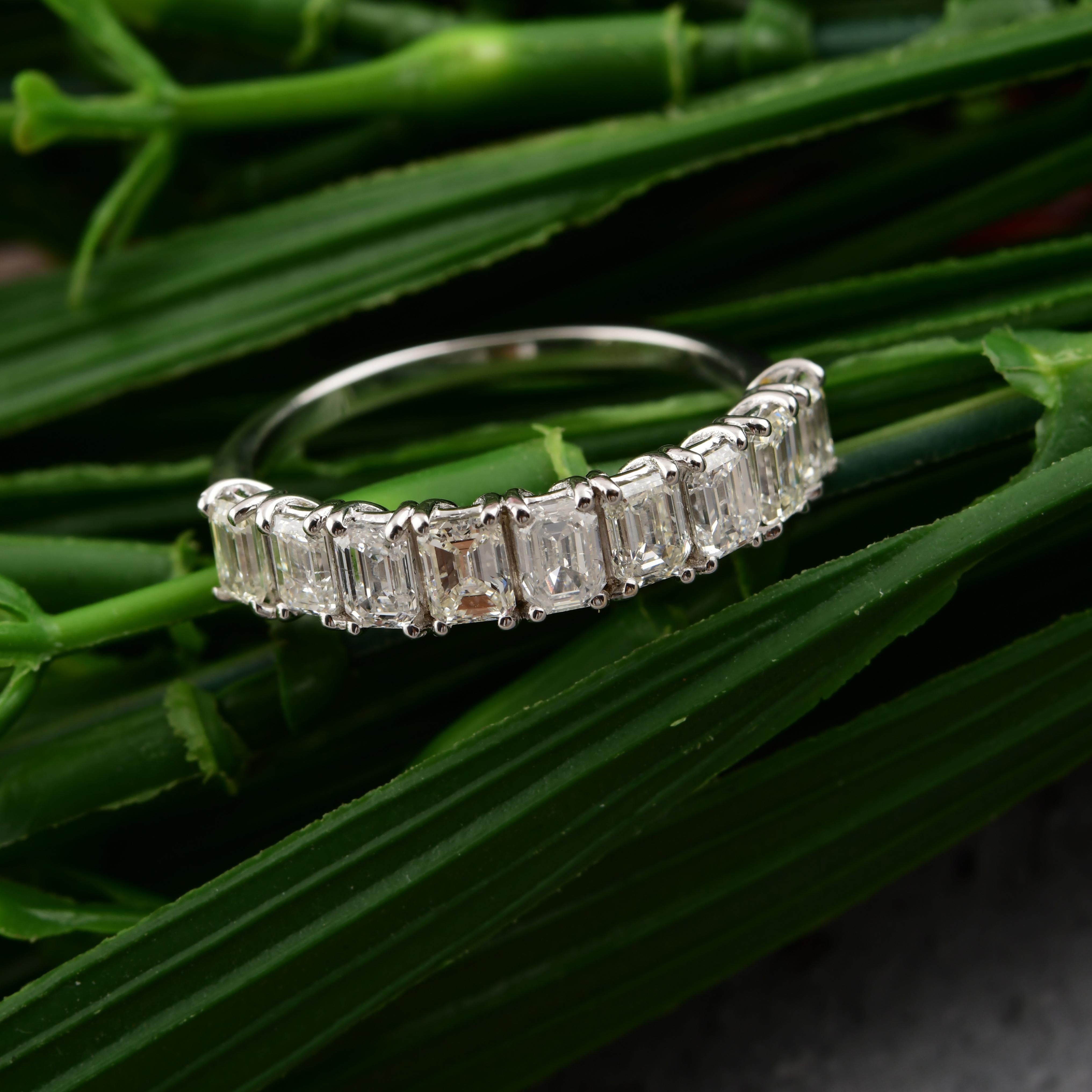 For Sale:  1.49 Carats Certified Diamond Half Eternity Band Ring 18k Solid White Gold 4