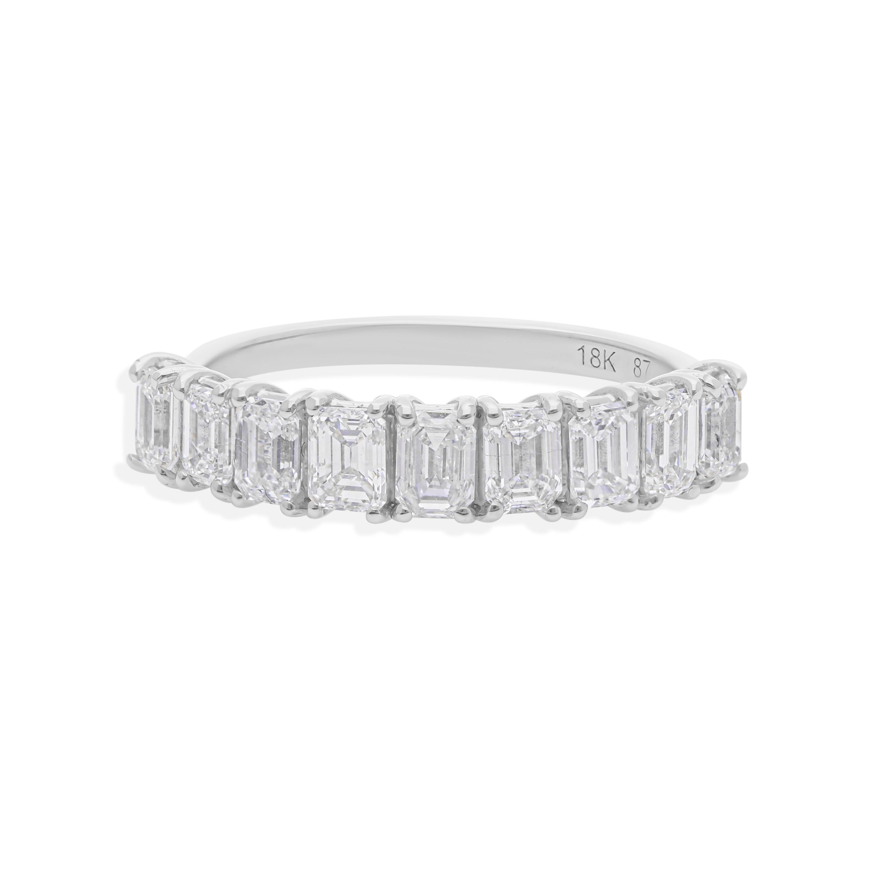 For Sale:  1.49 Carats Certified Diamond Half Eternity Band Ring 18k Solid White Gold 5