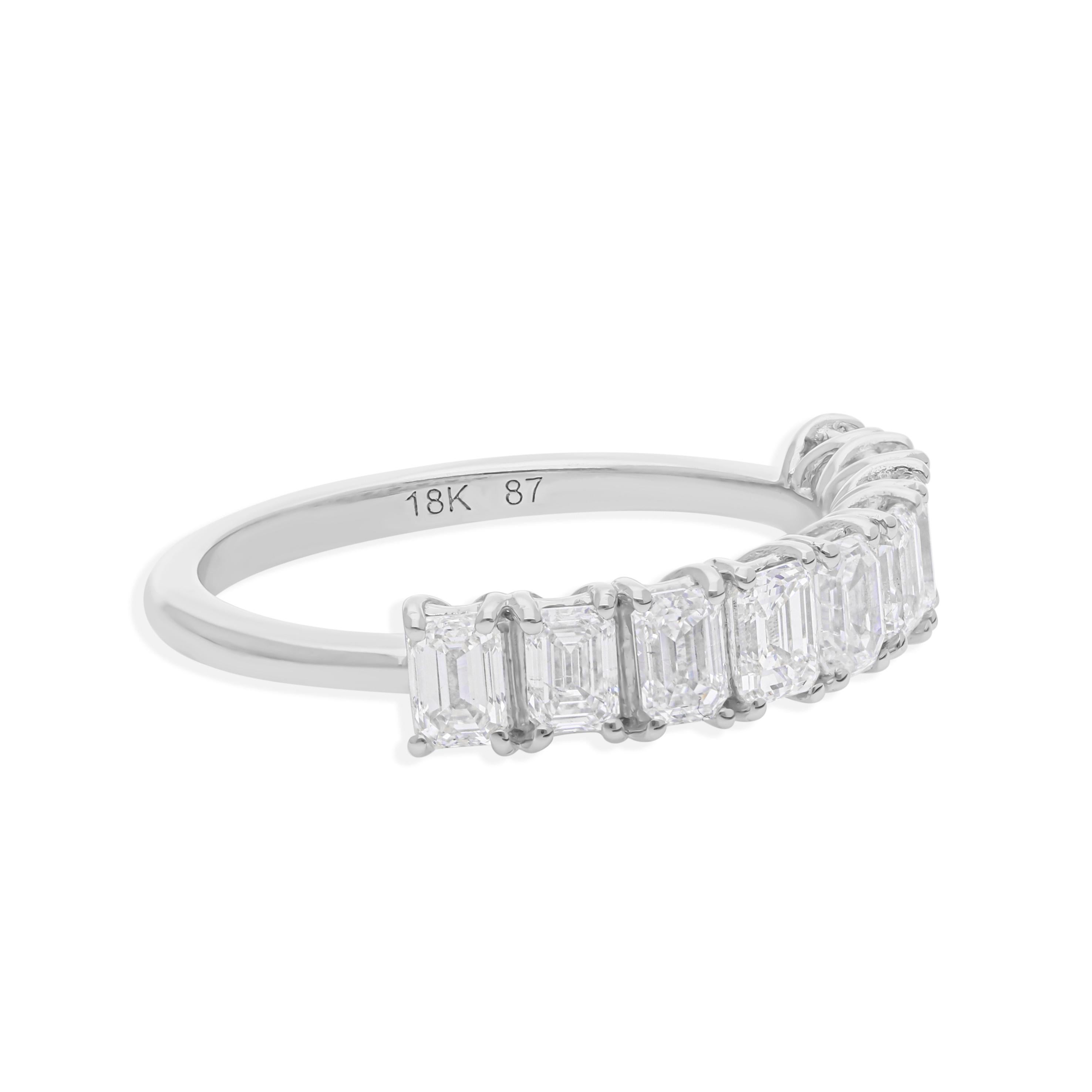 For Sale:  1.49 Carats Certified Diamond Half Eternity Band Ring 18k Solid White Gold 6