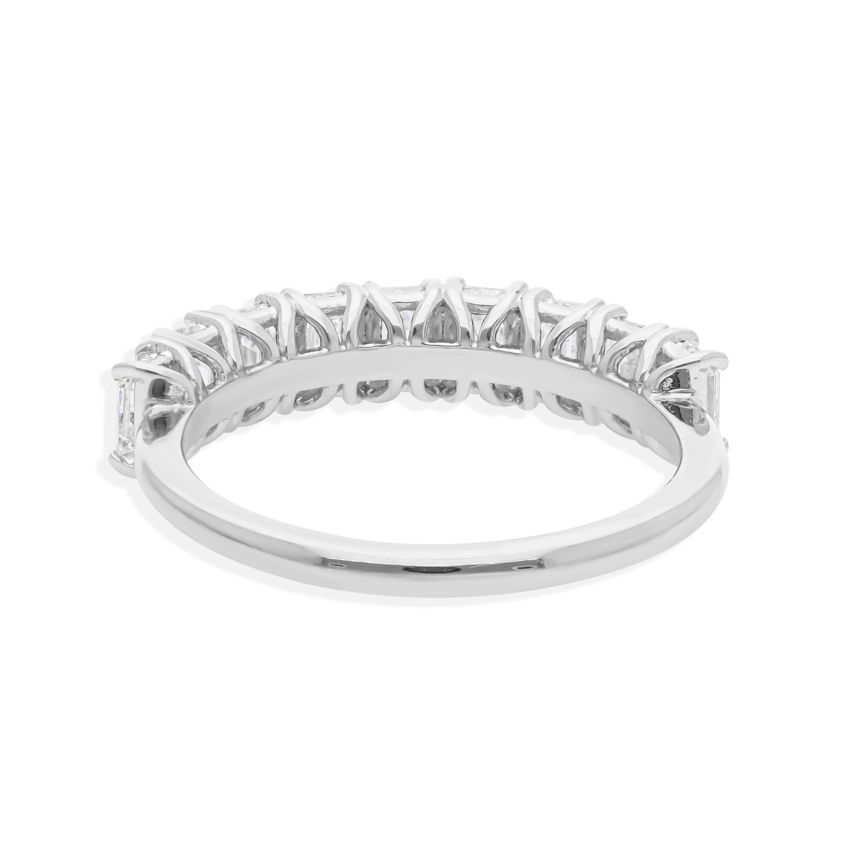 For Sale:  1.49 Carats Certified Diamond Half Eternity Band Ring 18k Solid White Gold 7