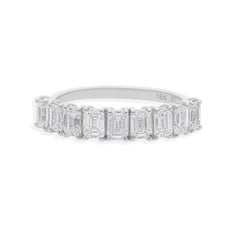 1.49 Carats Certified Diamond Half Eternity Band Ring 18k Solid White Gold
