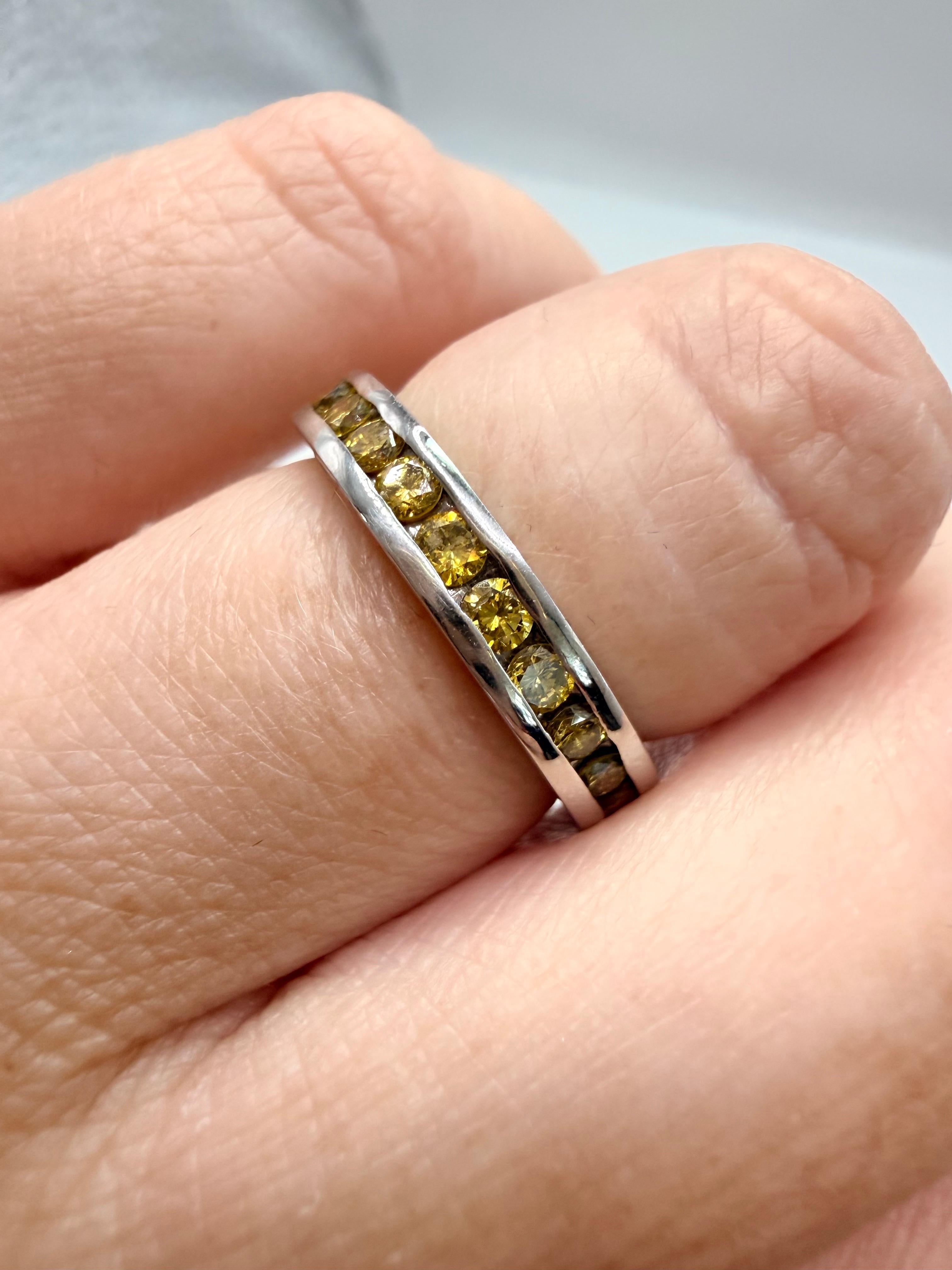 da uomo o donna Anello con diamante giallo Fancy da 1,49 carati, misura 6,5 in oro 14KT in vendita