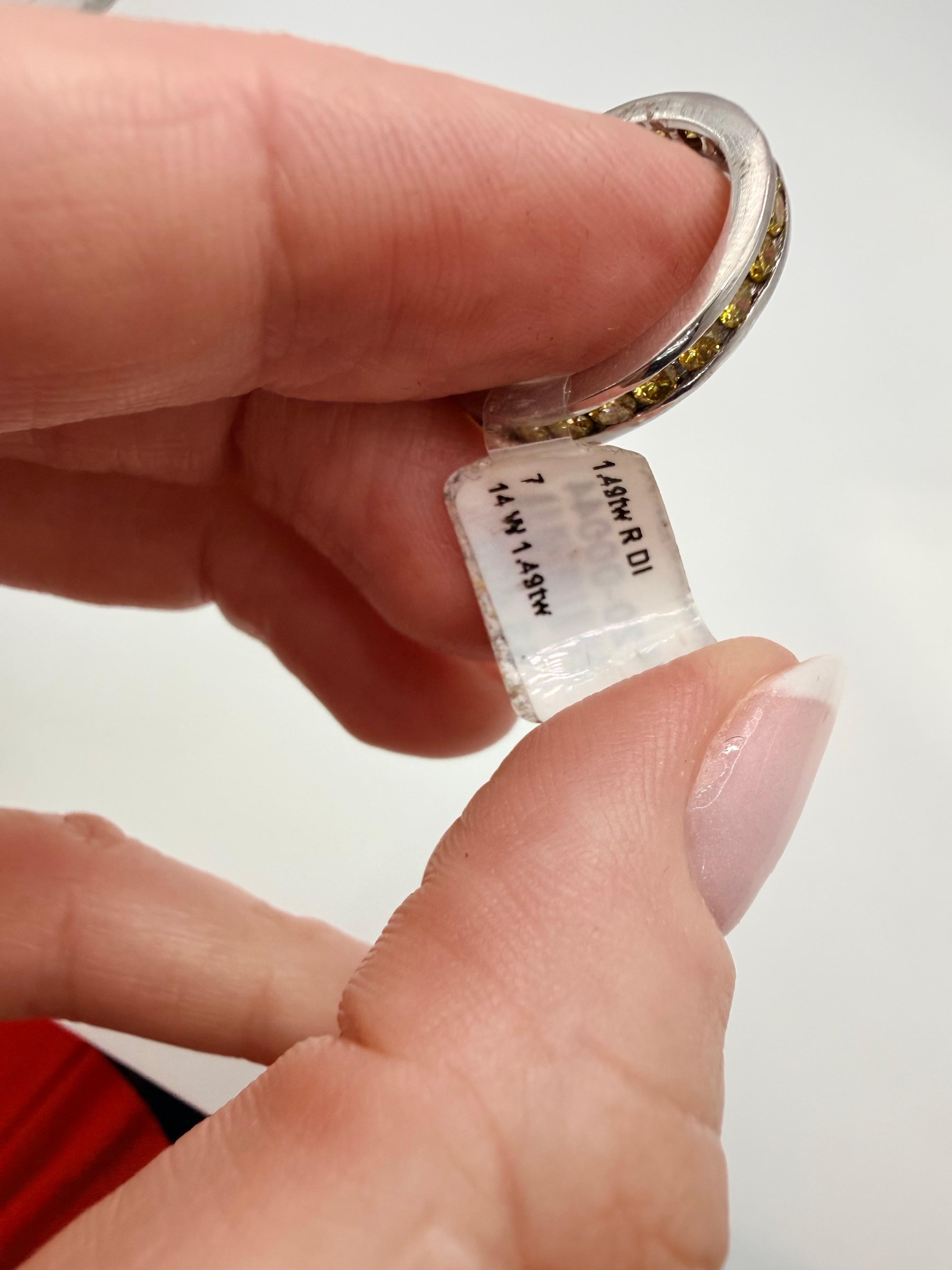 Anello con diamante giallo Fancy da 1,49 carati, misura 6,5 in oro 14KT in vendita 2