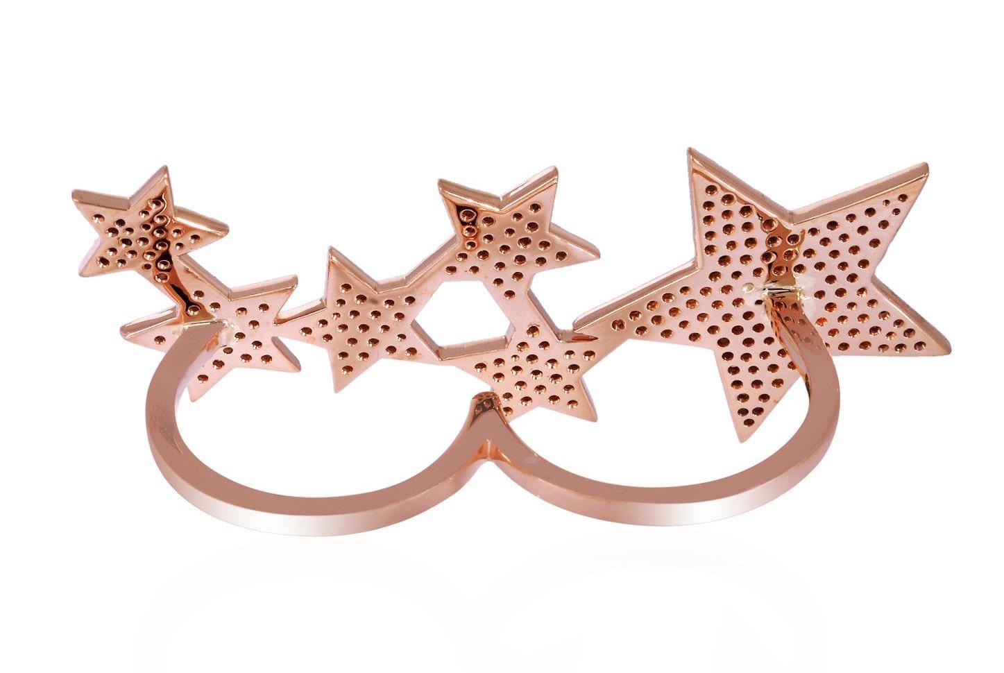 Contemporain Bague étoile en or rose 18 carats et diamants de 1,49 carat en vente
