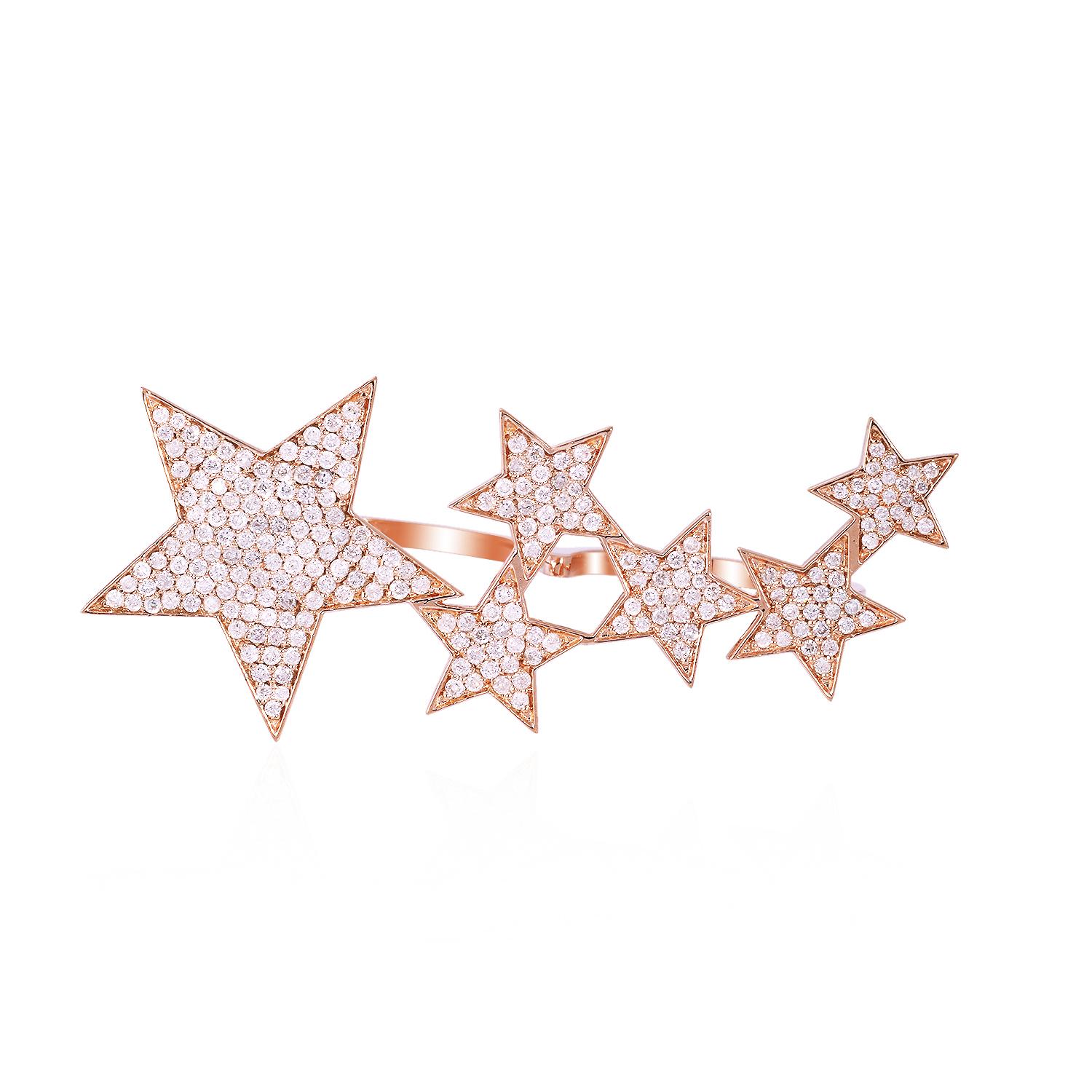 Taille rose Bague étoile en or rose 18 carats et diamants de 1,49 carat en vente