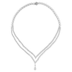 14.91Ct Multi Shape Natural Diamond Double Strand Necklace For Bride 18K Gold