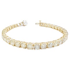 BLACK FRIDAY SALE, 14.94 Carat Natural Diamond Tennis Bracelet 14K Yellow Gold