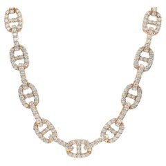 14.95 Carat Diamond Mariner Link Chain Necklace Or jaune 18K