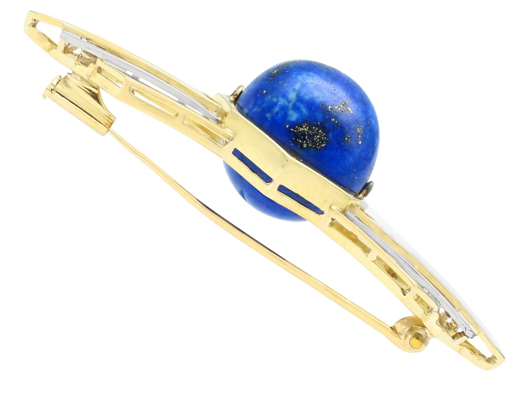 14.95 Carat Lapis Lazuli and Yellow Gold Bow Brooch In Excellent Condition For Sale In Jesmond, Newcastle Upon Tyne