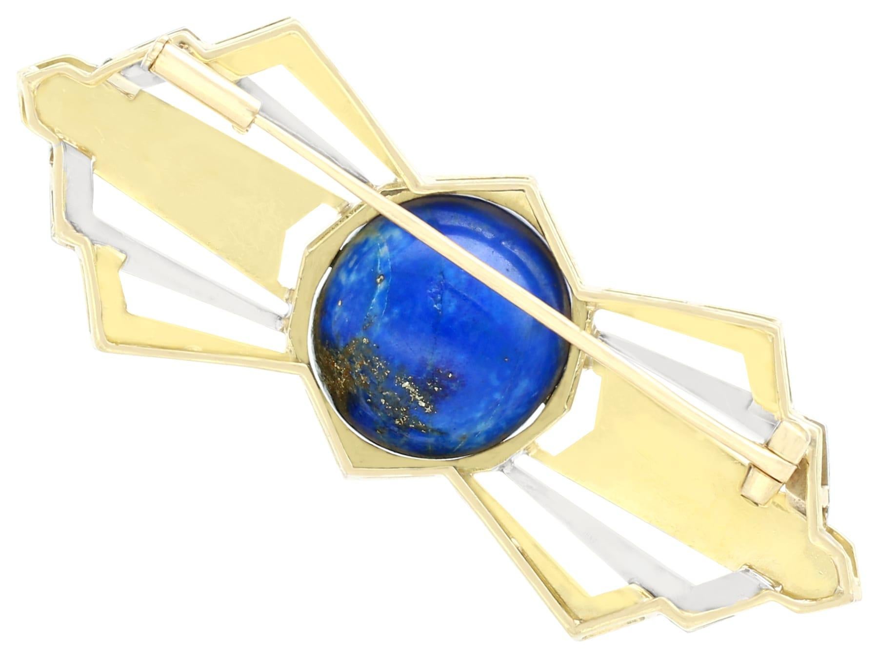 Women's or Men's 14.95 Carat Lapis Lazuli and Yellow Gold Bow Brooch For Sale