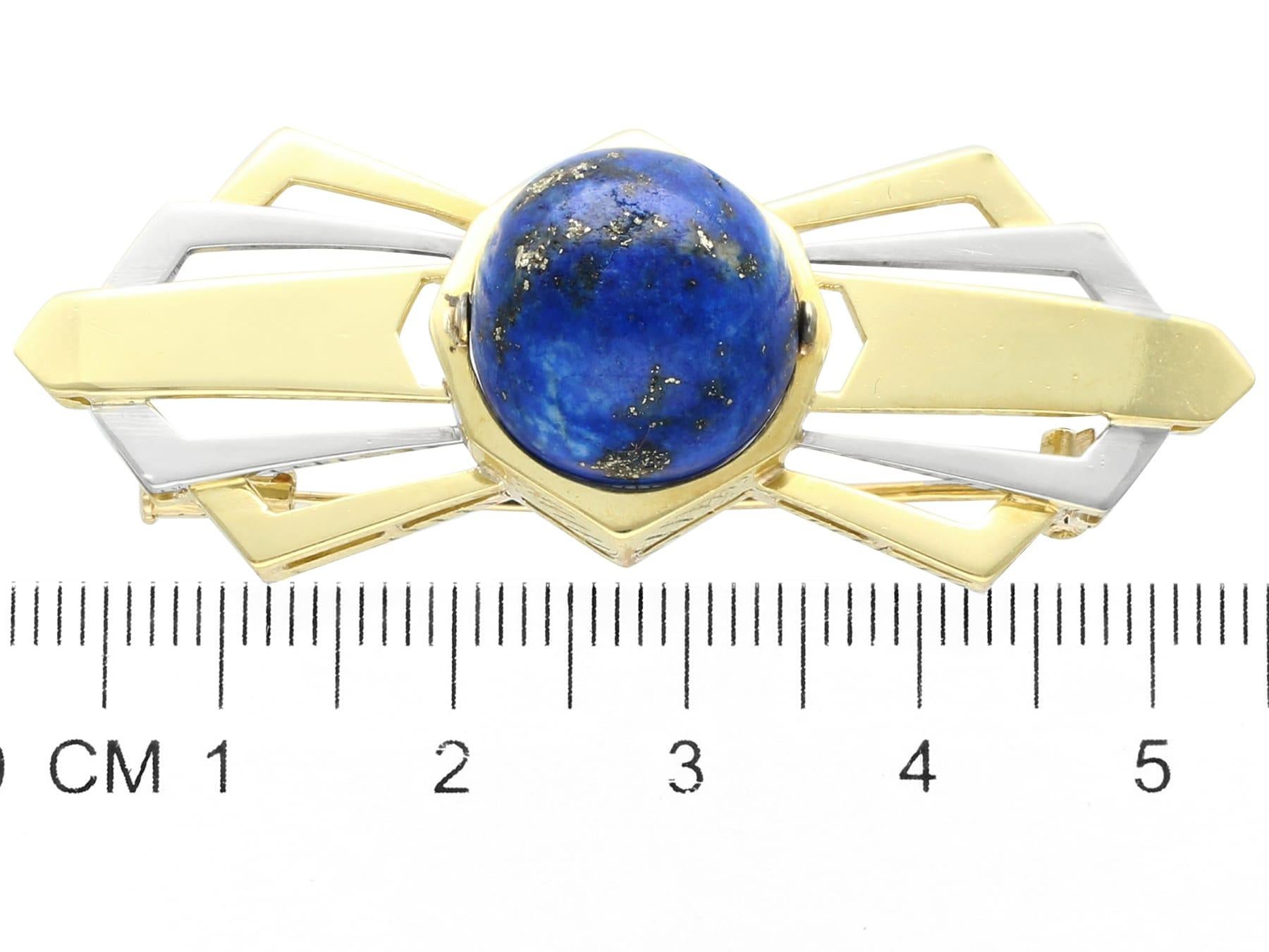 14.95 Carat Lapis Lazuli and Yellow Gold Bow Brooch For Sale 2