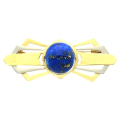 Broche en forme de nœud en or jaune et lapis-lazuli de 14,95 carats