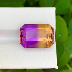 14.95 Carat Natural Loose Bi Color Ametrine Stone Emerald Cut Brazilian Gemstone